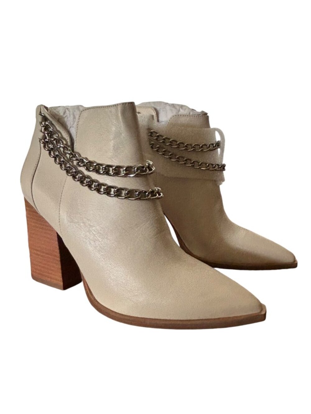 Vince Camuto‎ GALLZY Baby Kid Shine Leather Pointed Toe Double Chain Bootie Sz 9